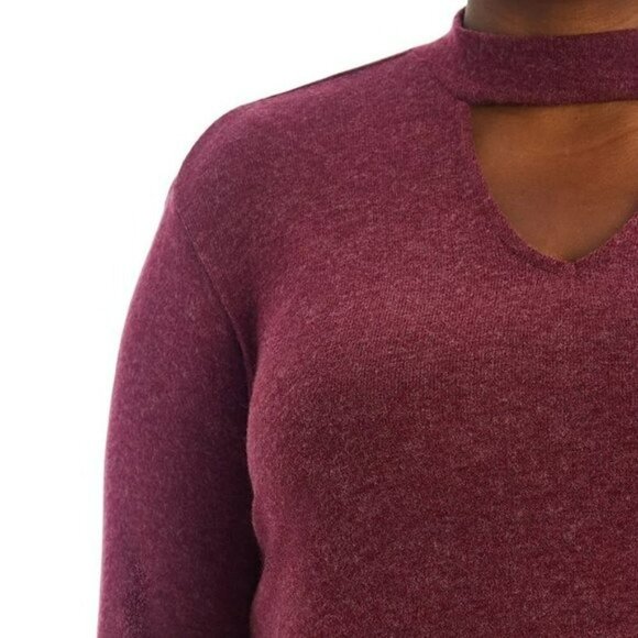 NWT 1.STATE Women's Plus Long Sleeve Drop Shoulder Keyhole Top Sweater - Picture 2 of 8